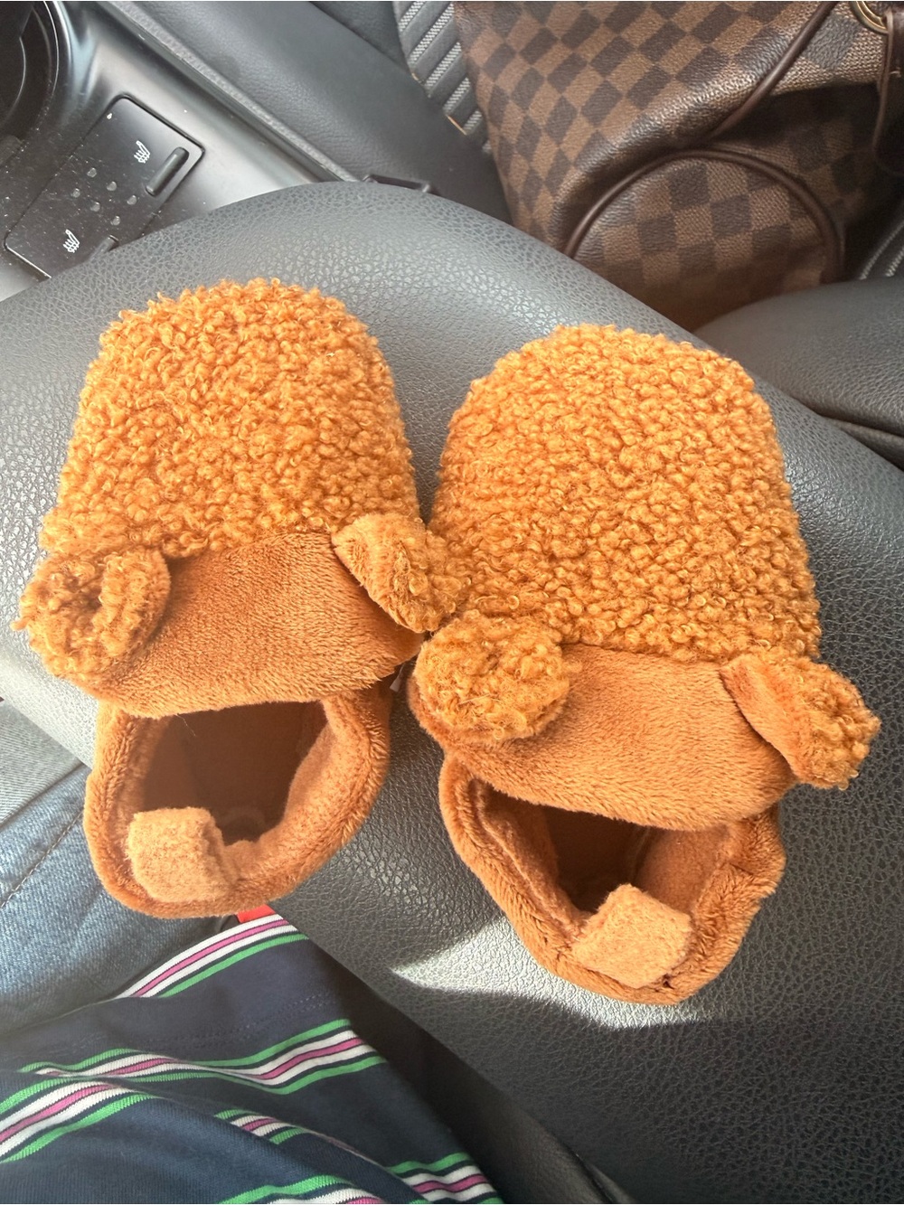 Gerber Toddler Plush Bear Slippers in Rust Orange
